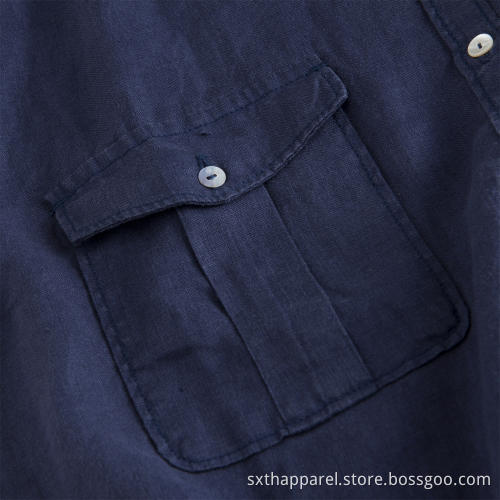 Ladies Spring 100% Linen Short Sleeve Shirt Blouse